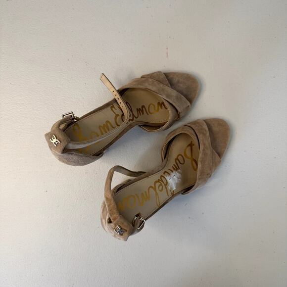 Sam Edelman Tan Beige Taupe Block Heels Women's Size 8 - Picture 3 of 5